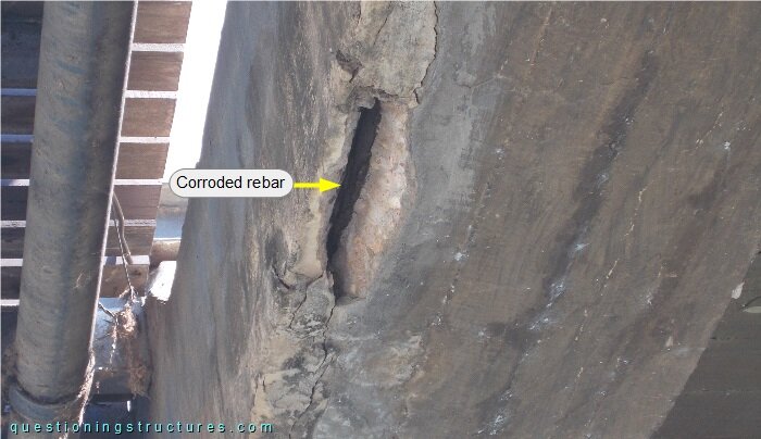 Reinforced concrete tie with a corroded rebar