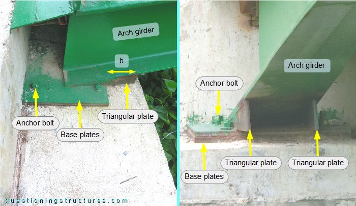 Steel arch to RC abutment connection