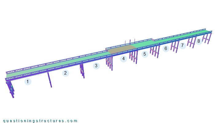 Three-dimensional drawing of a beam bridge with a passing place