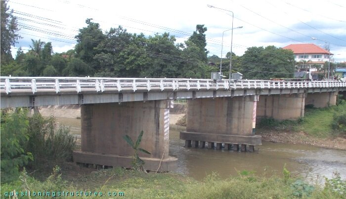 Beam bridge with wall piers over a river