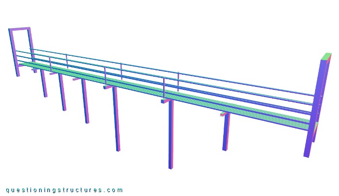 Three-dimensional drawing of a pedestrian beam bridge