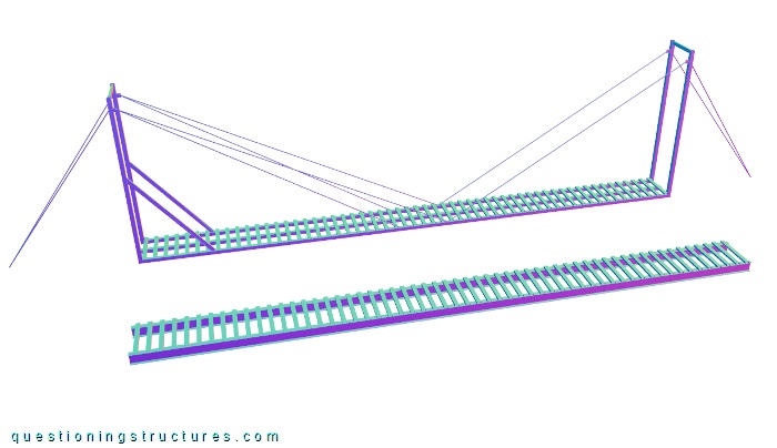 Three dimensional drawings of a cable-stayed bridge and a steel twin girder bridge