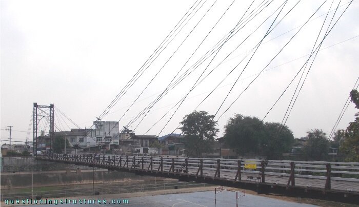 Hybrid cable-stayed suspension bridge.