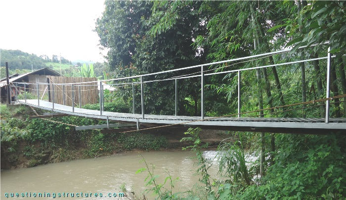 Suspended bridge over a creek