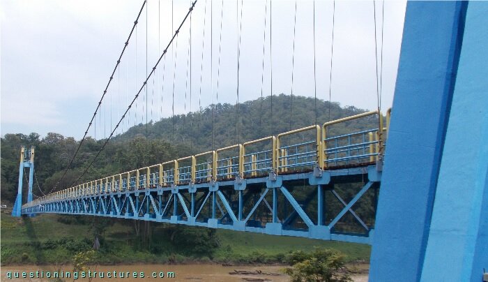 Pedestrian suspension bridge over a river