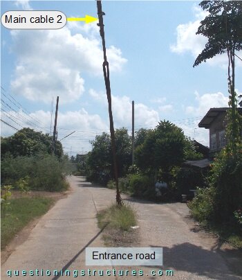 Main cable placed in the mid-region of the entrance road