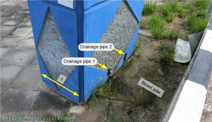 Drainage pipes outlet in the abutment bottom region