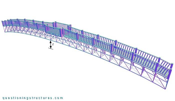 Three-dimensional drawing of a deck truss bridge