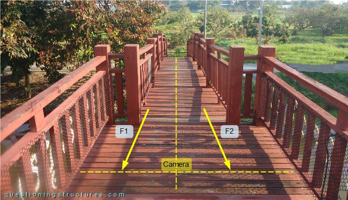 Mid-span region of a deck truss bridge.