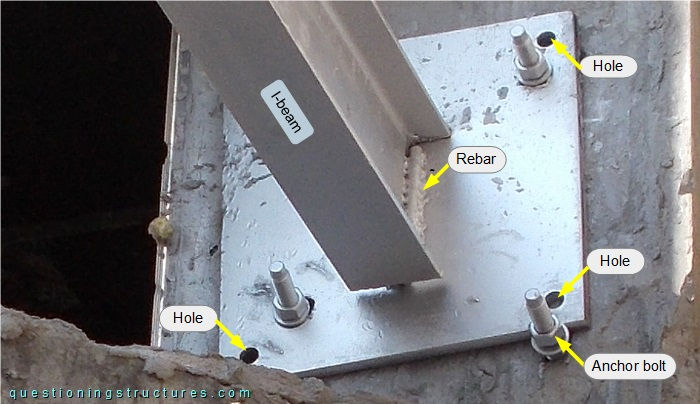 Connection between I-beam and reinforced concrete column