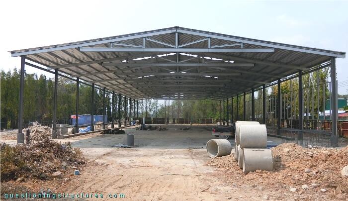 Construction site of a commercial building with CFS trusses