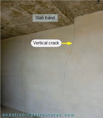 Vertical masonry crack of a non-load bearing wall