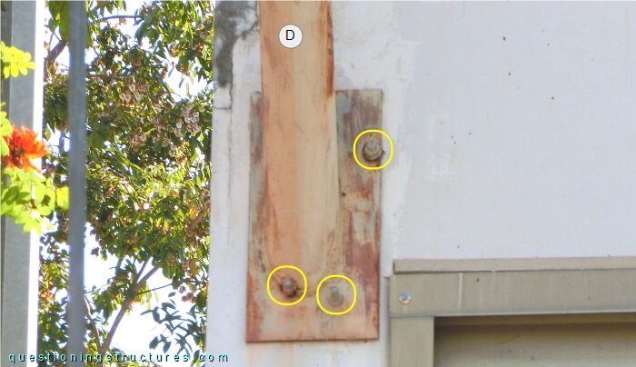 Truss member to reinforced concrete structure connection using 3 anchor bolts