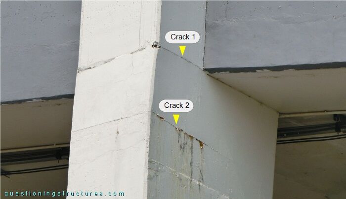 Concrete cracks of a covered sports tribune
