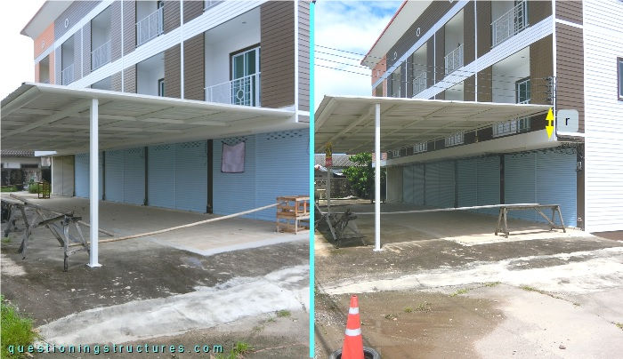 Canopy roof before and after raising.