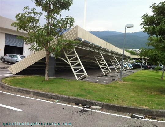 Failed steel carport (link-image to parking lot structure 1)