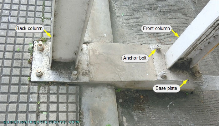 Columns' bases of a freestanding steel carport