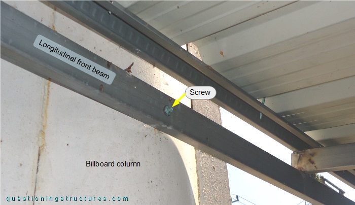 Structural connection between carport and billboard column