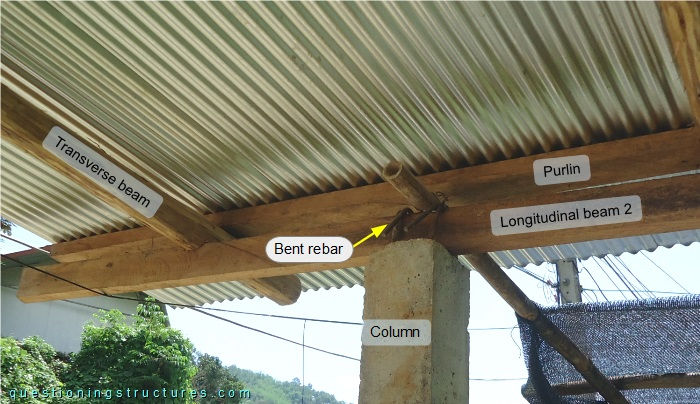 Connection between timber beam and RC column of an attached carport