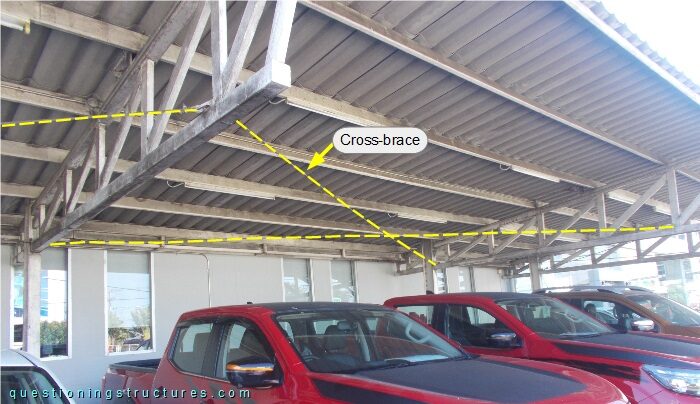 Roof structure of an attached steel carport