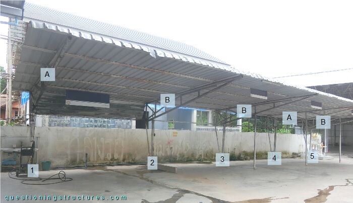 Freestanding steel carport with tapered trusses
