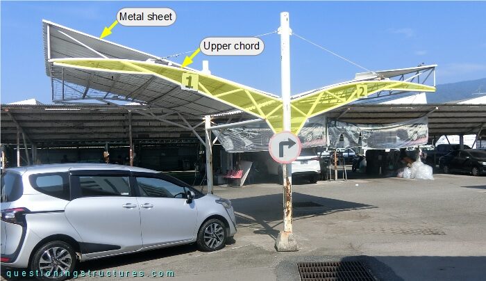 Lateral view of a freestanding steel carport
