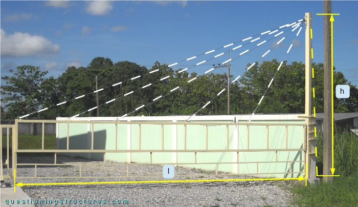 Swing parking barrier with stay cables and turnbuckles