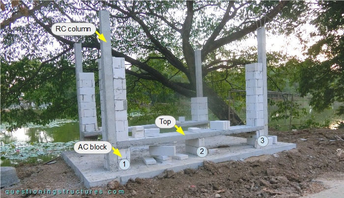 Pavilion with reinforced concrete benches