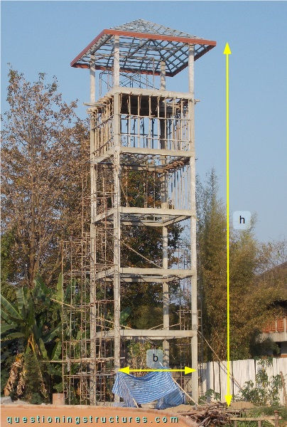 Construction site of an unbraced water tower.